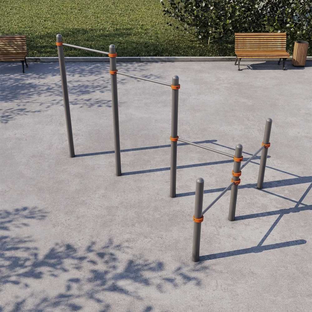 Тройной каскад турников с перекладинами для отжиманий СВС-61