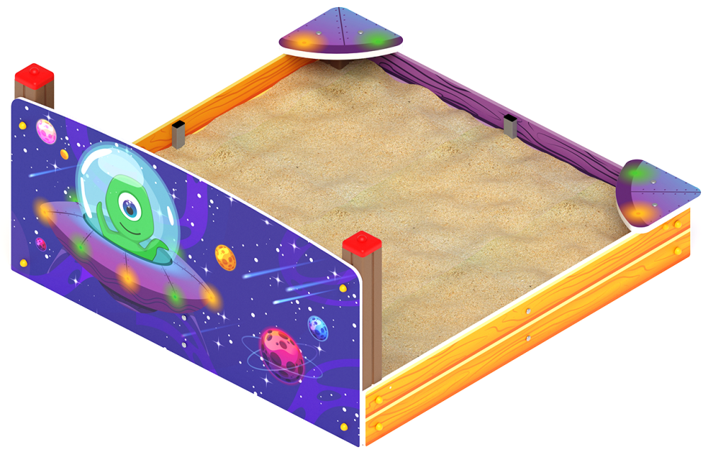 Песочница средняя с ограждением Космопорт - ИО 5.14.01-01