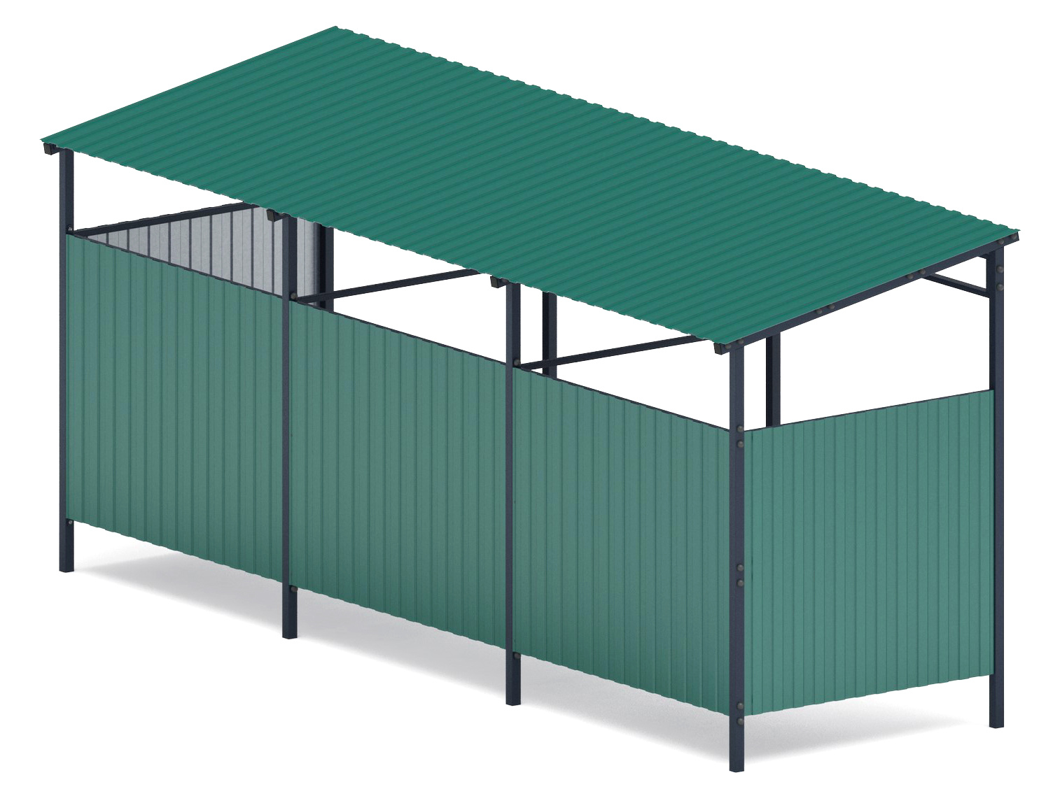 Навес контейнерной площадки для мусора (3 секции) МФ 55.02.03.3-01