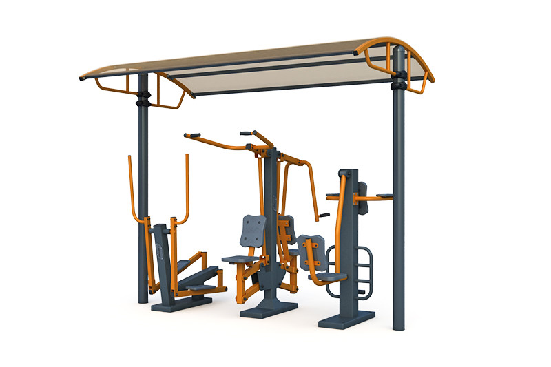 Тренажерная беседка на 3 тренажера (в составе тренажеры ТР-1.67, ТР- 2.06, 2.04) ТРК-1.10