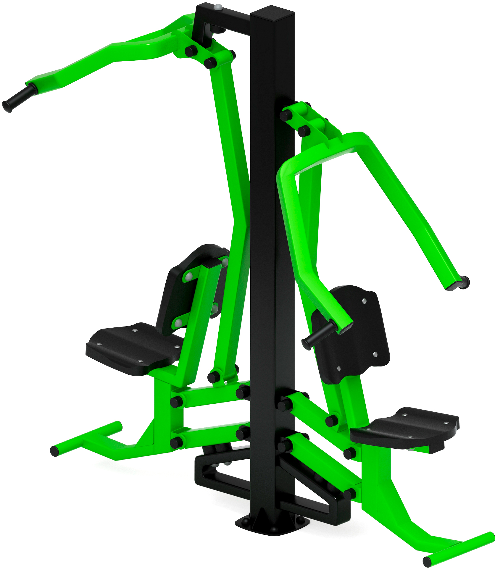 Тяга верхняя + жим от груди (зеленый) - Уличный тренажер двойной - СТ 027-12