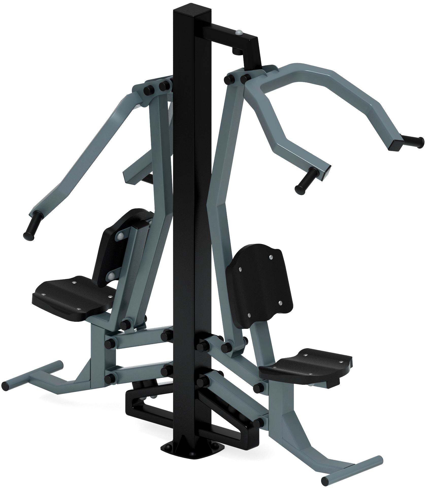 Тяга верхняя + жим от груди (серый) - Уличный тренажер двойной - СТ 027-13