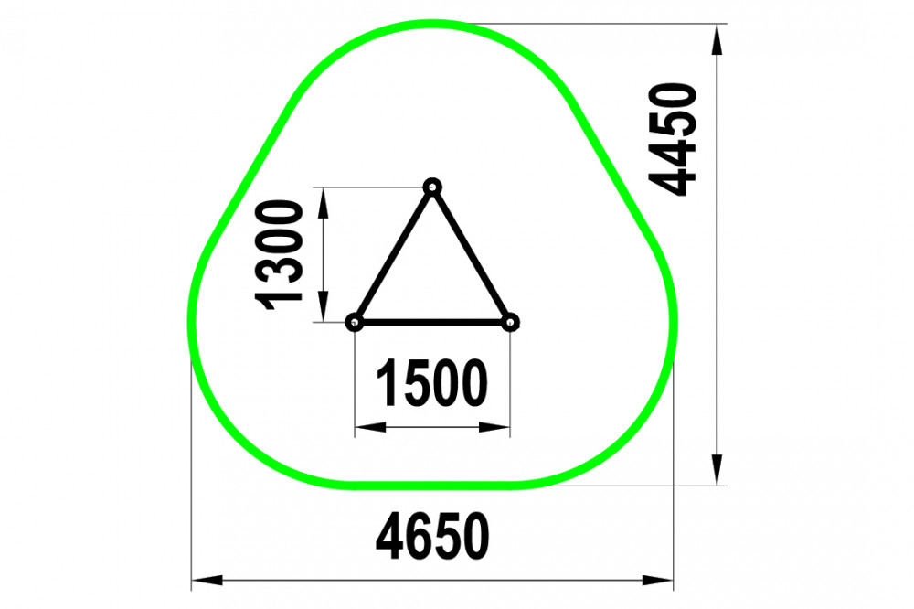 Два турника классического хвата и шведская стенка расположенные в форме треугольника W-02-011