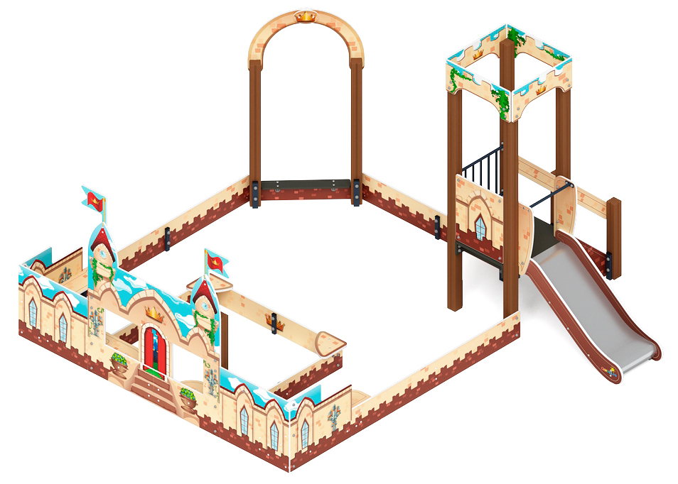 Песочный дворик с горкой Королевство (Замок) - ИО 6.15.01-01 H=750