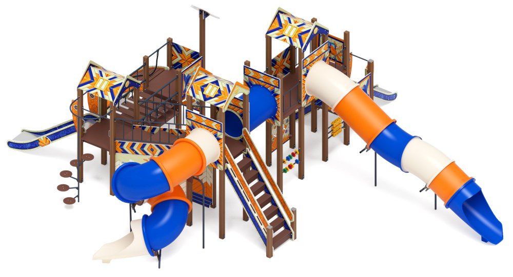 Остров детства (Калейдоскоп) (Винтовой скат) - ДИК 2.01.8.02-45 - Игровой комплекс H=2000, H=1200, Н=750