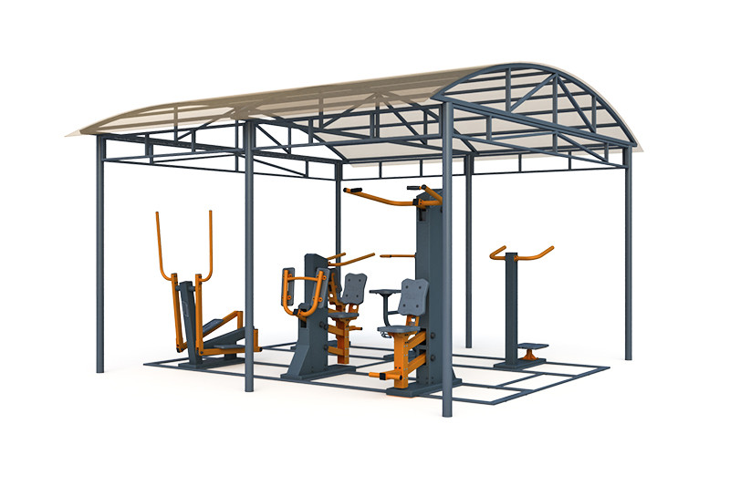 Тренажерная беседка из 6 тренажеров на раме (в составе тренажеры ТР-1.62, ТР-1.65, ТР-1.67, ТР-1.70, ТР-1.72, ТР-1.74) ТРК-1.6