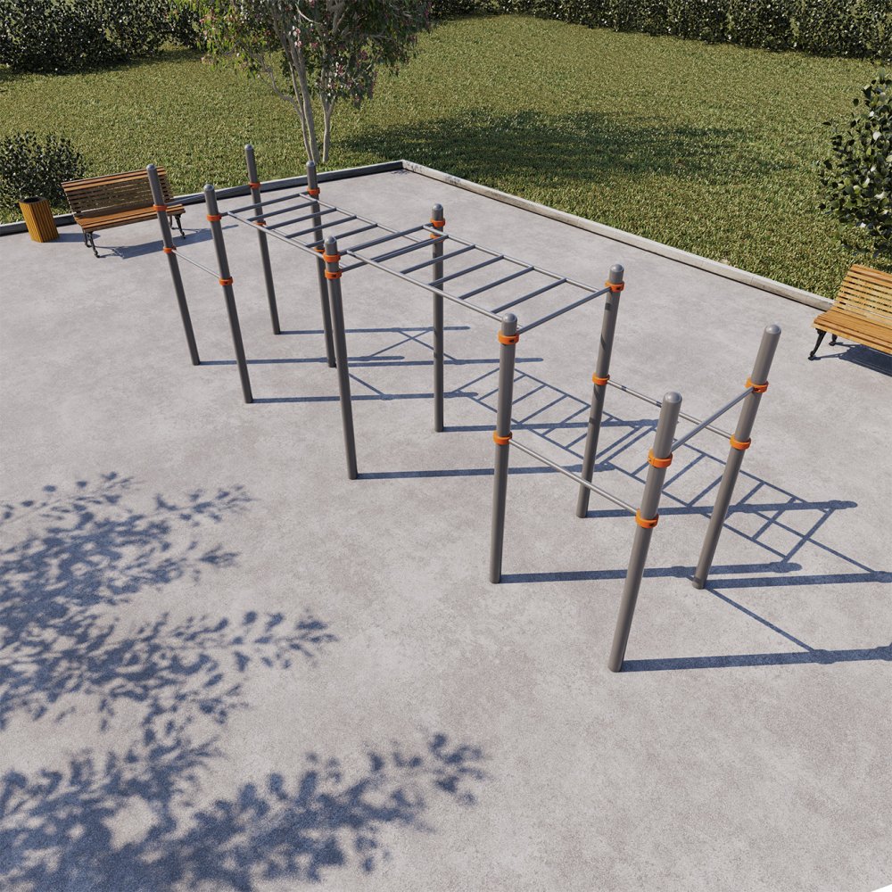 Двухуровневый рукоход с шестью турниками СВС-22