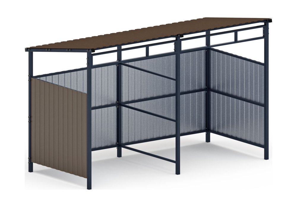 Навес контейнерной площадки для мусора (коричневый) (2 секции) МФ 55.02.03-02