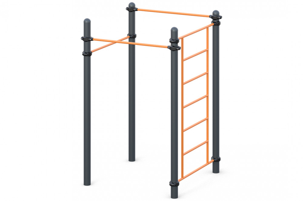 Три разноуровневых турника, шведская стенка W-02-019