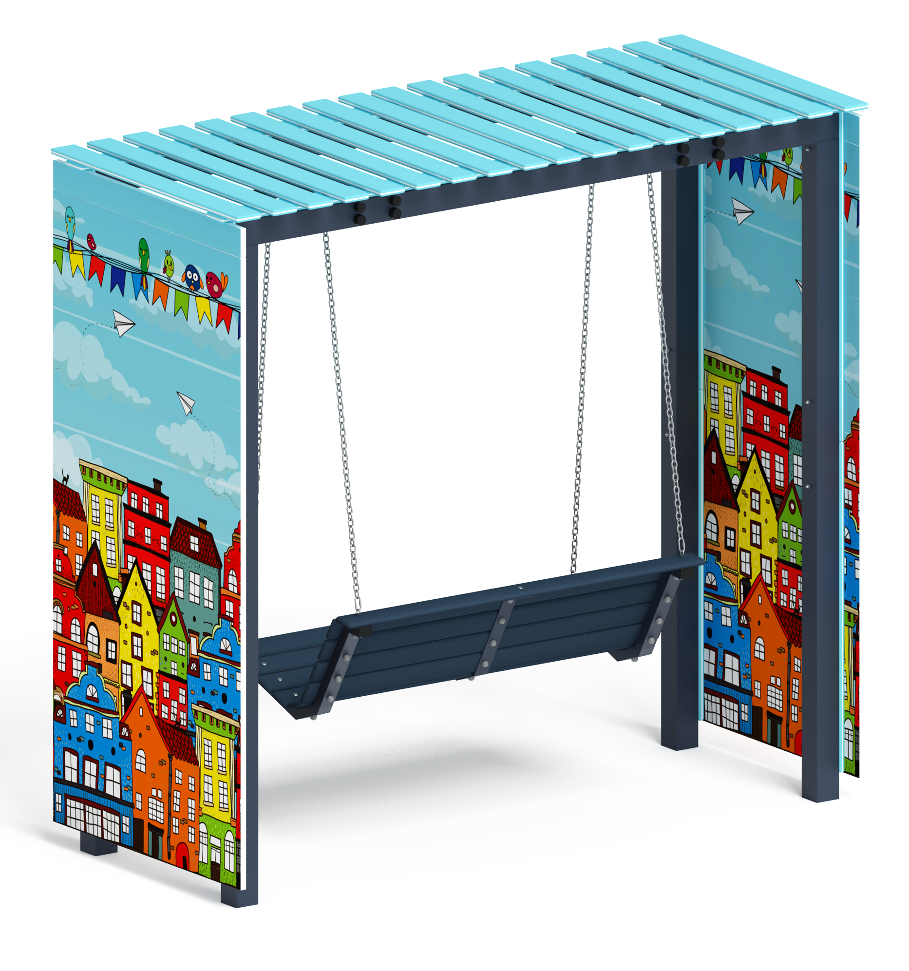 Пергола с качелями (Город) - МФ 78.06.01-05 /без поликарбоната/