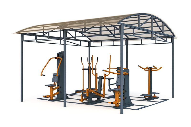 Тренажерная беседка из 6 тренажеров на раме (в составе тренажеры ТР-1.63, ТР-1.67, ТР-1.72, ТР-1.74, ТР-2.01, ТР-2.02) ТРК-1.8