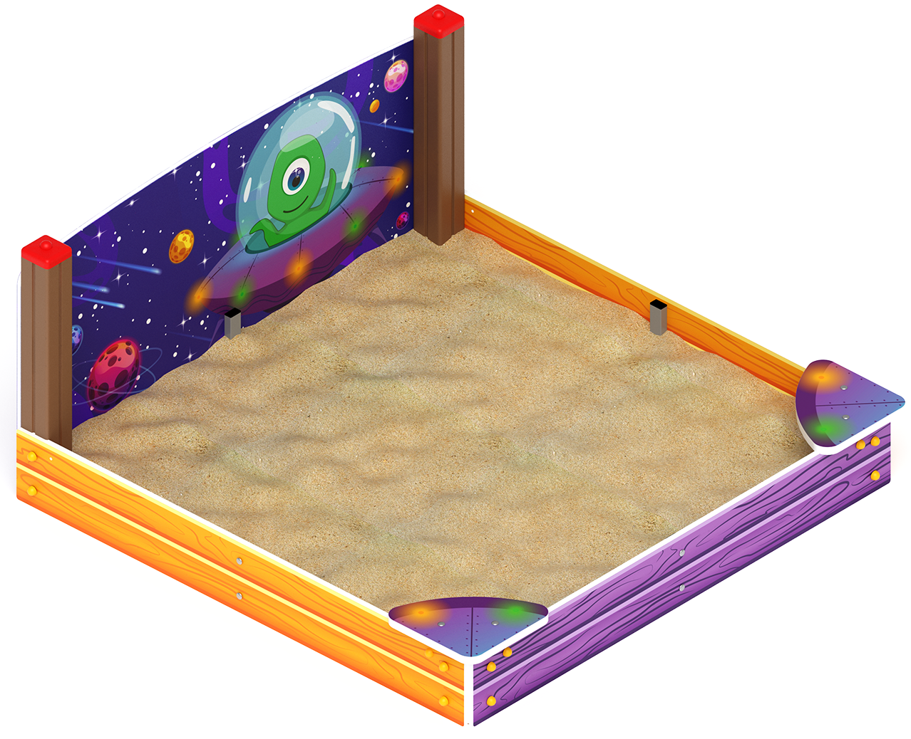 Песочница средняя с ограждением Космопорт - ИО 5.14.01-01