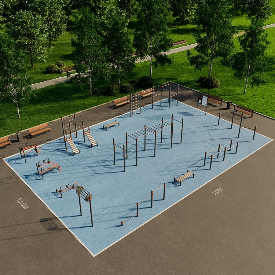 Типовая воркаут площадка НП-5 (270 кв.м)