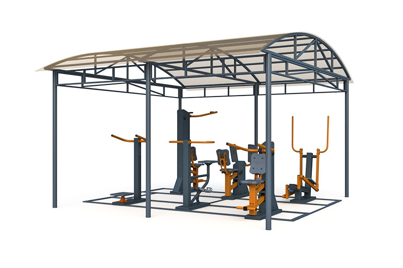 Тренажерная беседка из 6 тренажеров на раме (в составе тренажеры ТР-1.62, ТР-1.65, ТР-1.67, ТР-1.70, ТР-1.72, ТР-1.74) ТРК-1.6