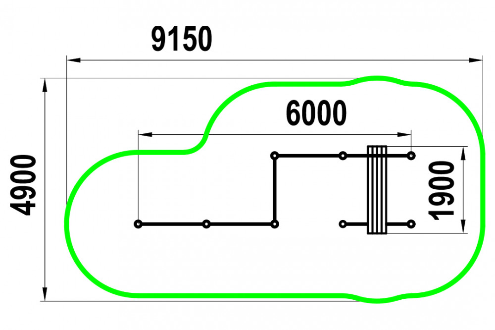 Каскад разноуровневых турников с лавкой для преса W-02-002