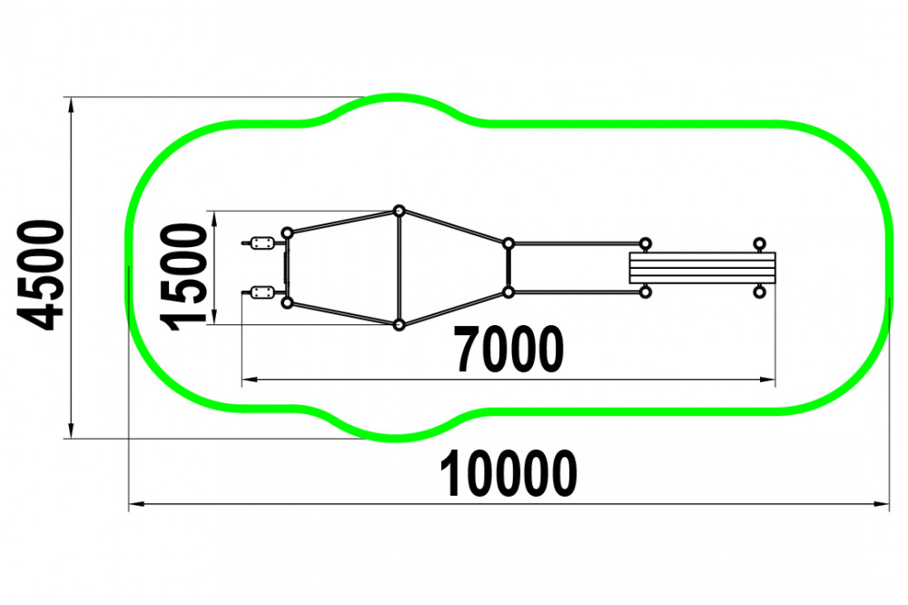 Четыре турника классического хвата, шведская стенка, брусья, лавка для упражнений на пресс наклонная W-02-015