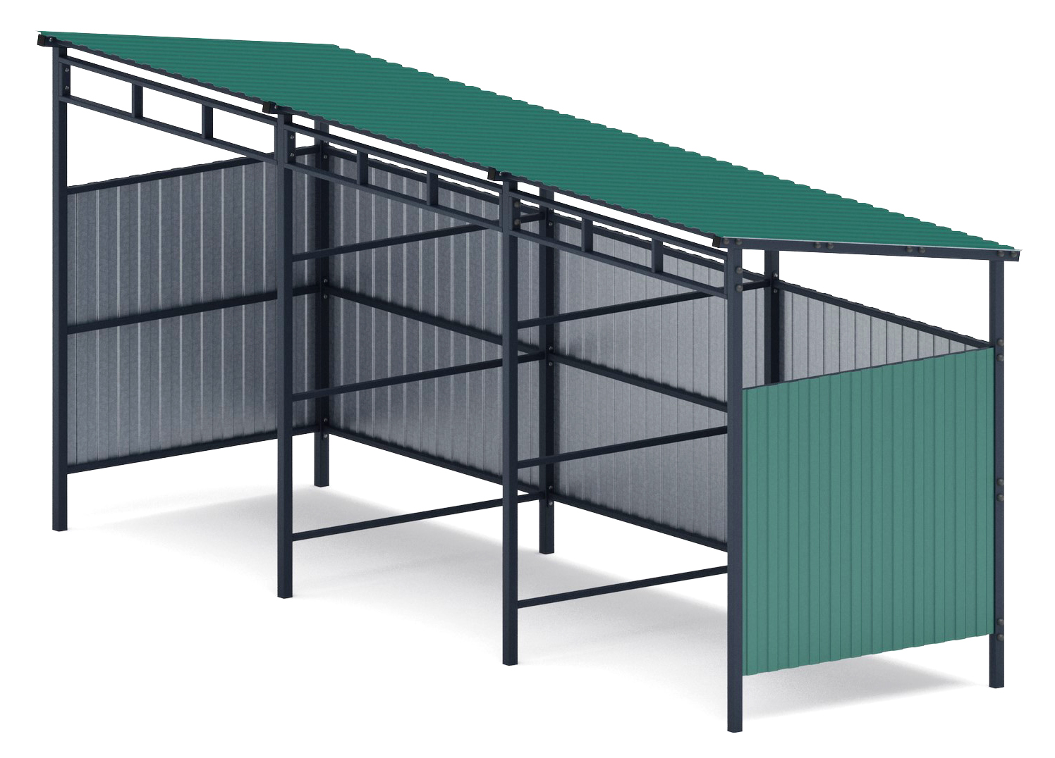 Навес контейнерной площадки для мусора (3 секции) МФ 55.02.03.3-01