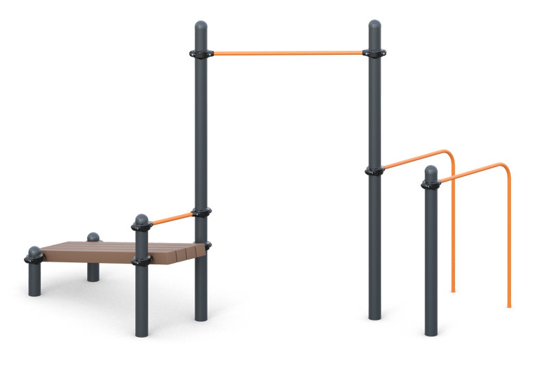 Турник с брусьями и лавкой для преса W-01-007