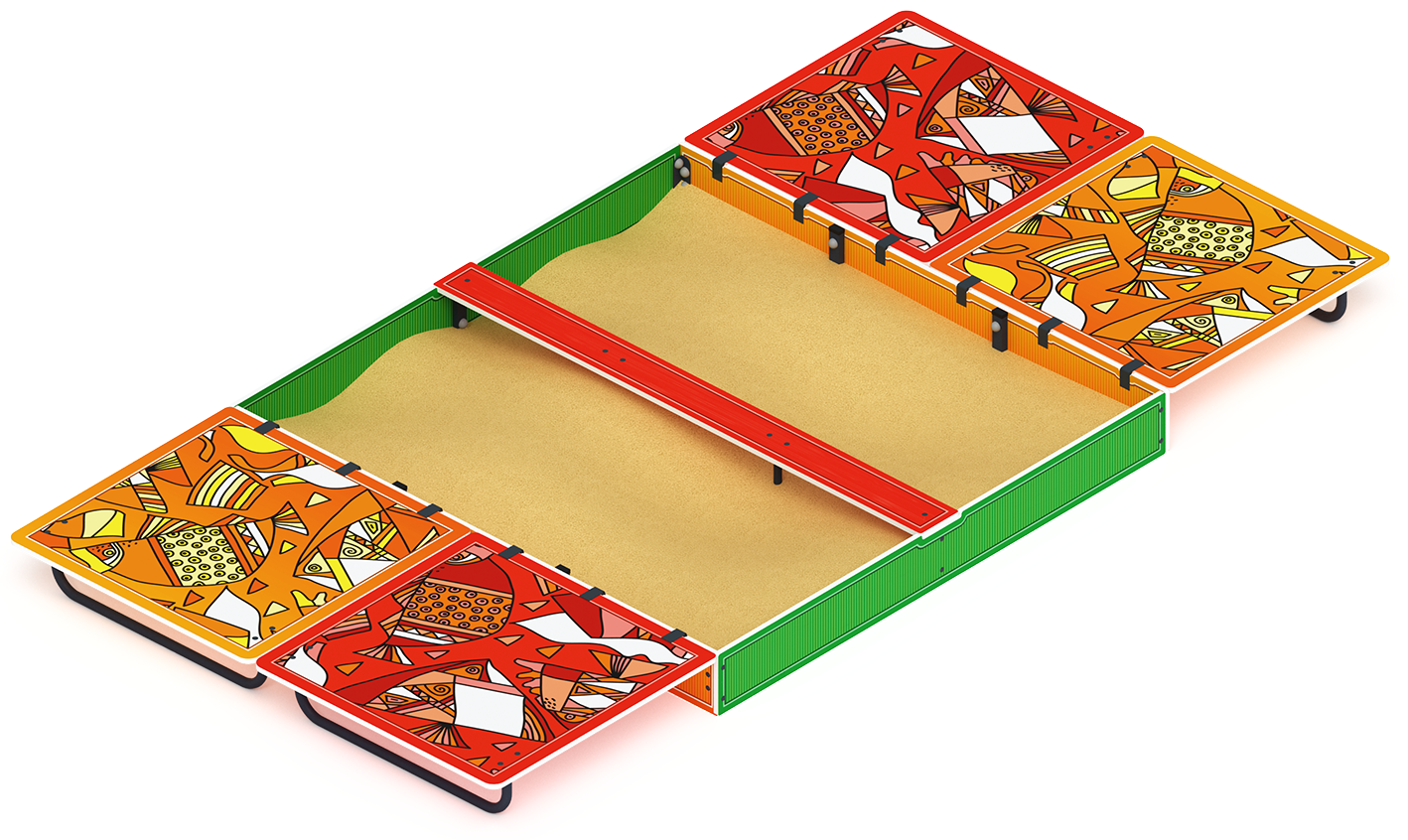 Песочница с крышкой большая (Рыбы) - ИО 5.01.14-01