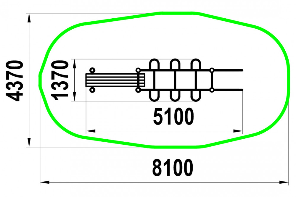 Рукоход с брусьями и лавкой для преса W-01-006