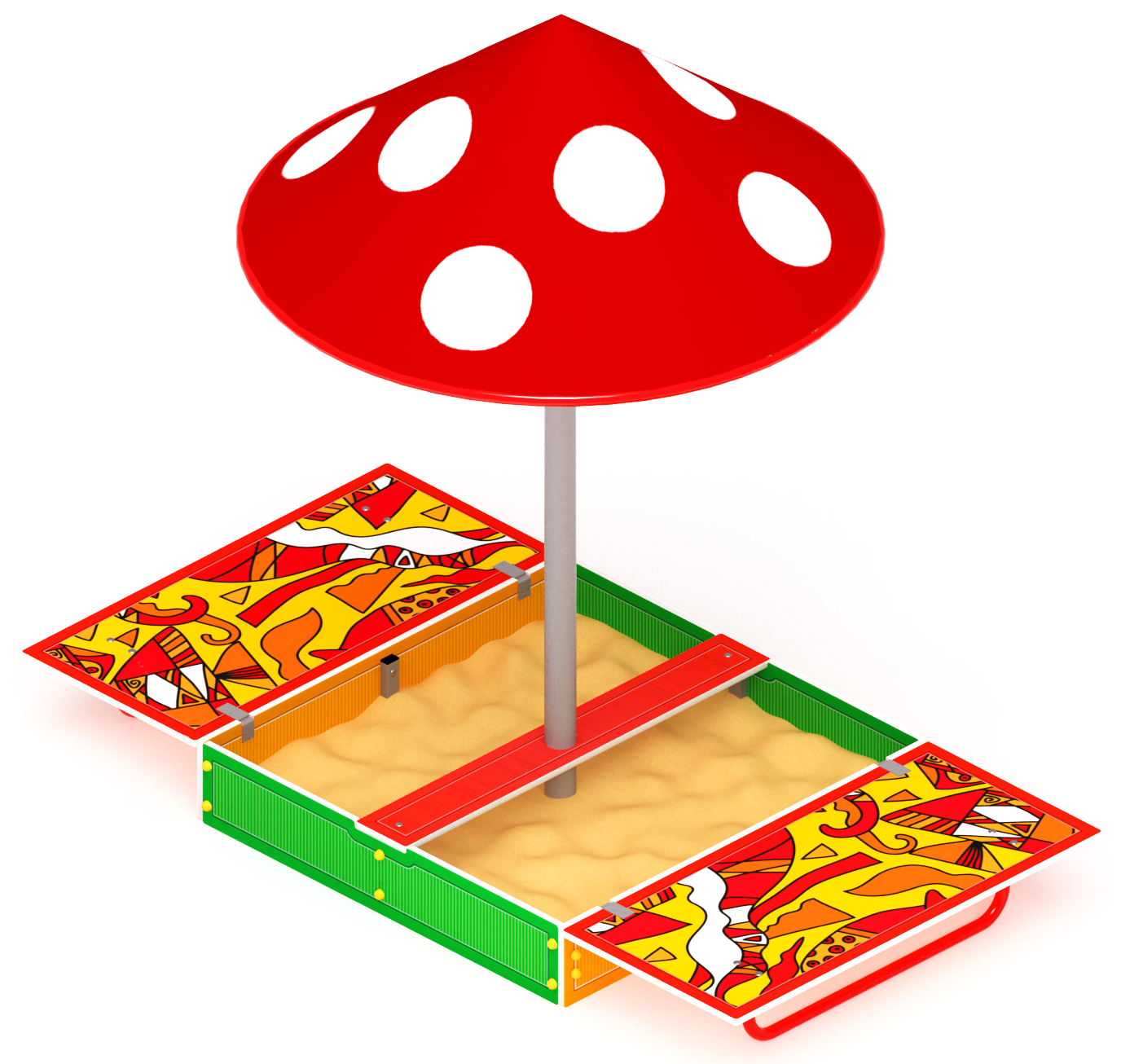 Песочница с крышкой средняя и навесом Грибок (Рыбы) - ИО 5.01.10-04