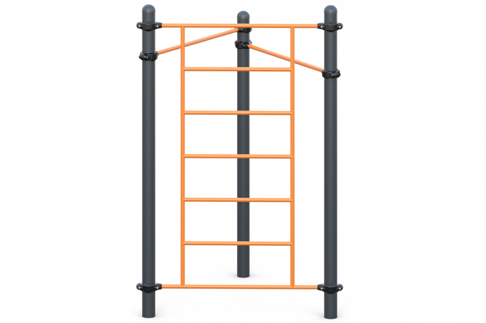 Два турника классического хвата и шведская стенка расположенные в форме треугольника W-02-011