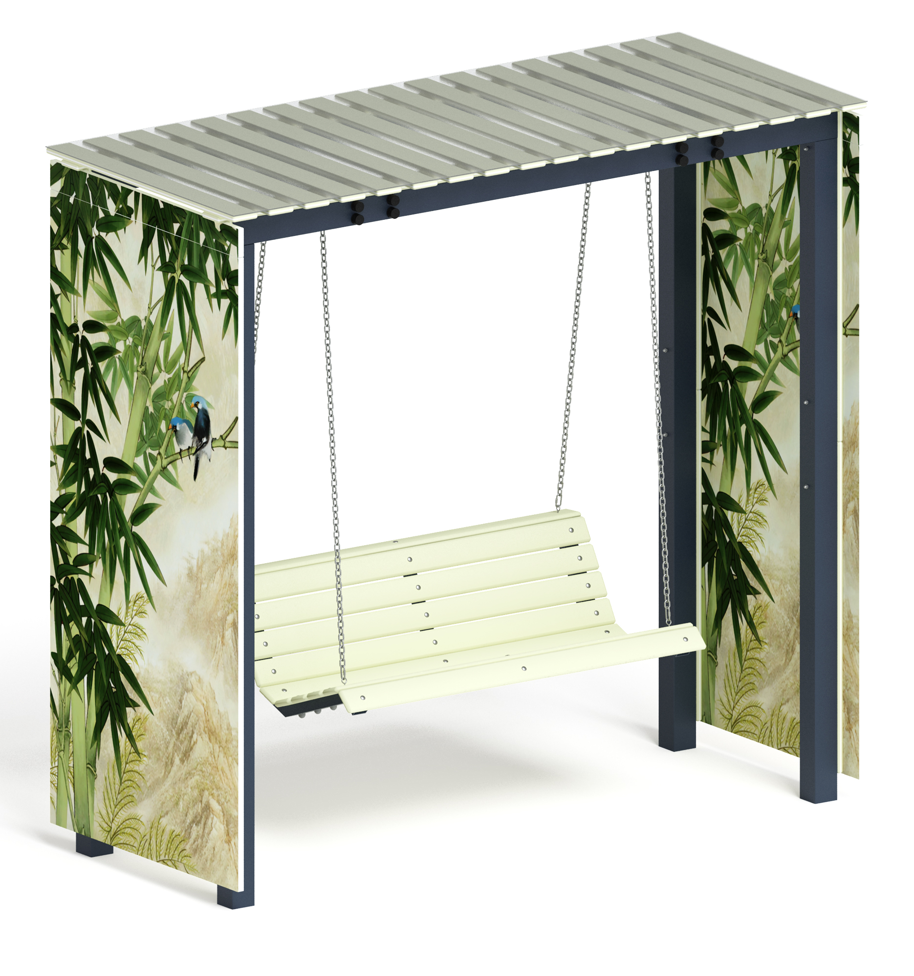 Пергола с качелями (Бамбук) - МФ 78.06.01-02 /с поликарбонатом/