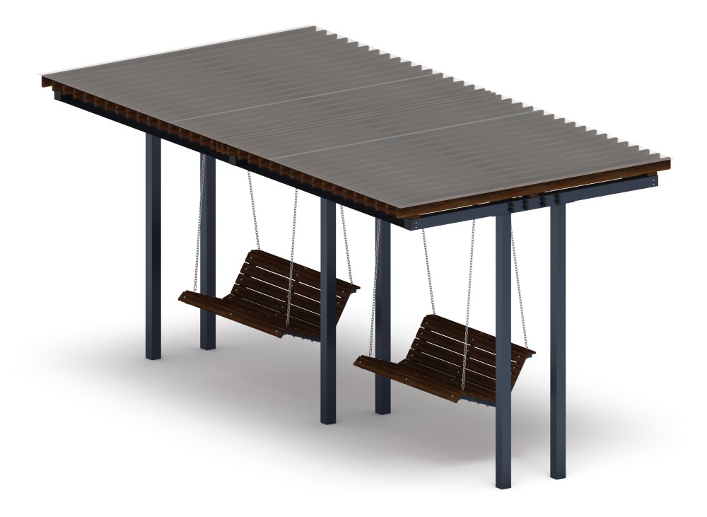 Пергола тент с качелями (прямая) - МФ 78.04.02 /с поликарбонатом/