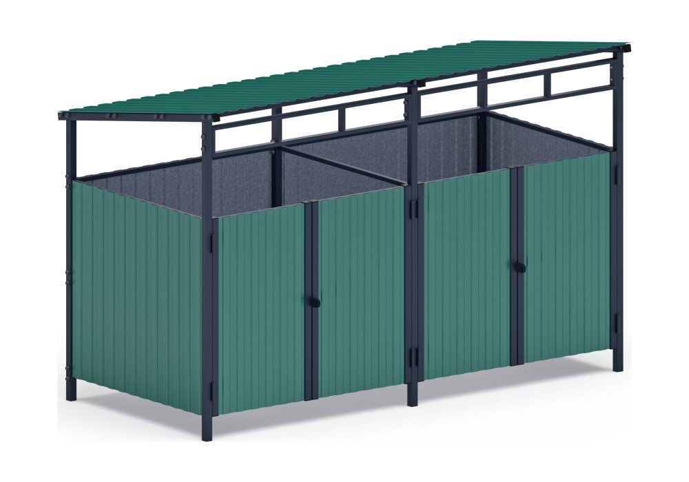 Навес контейнерной площадки для мусора (зеленый) (2 секции) МФ 55.02.02-01