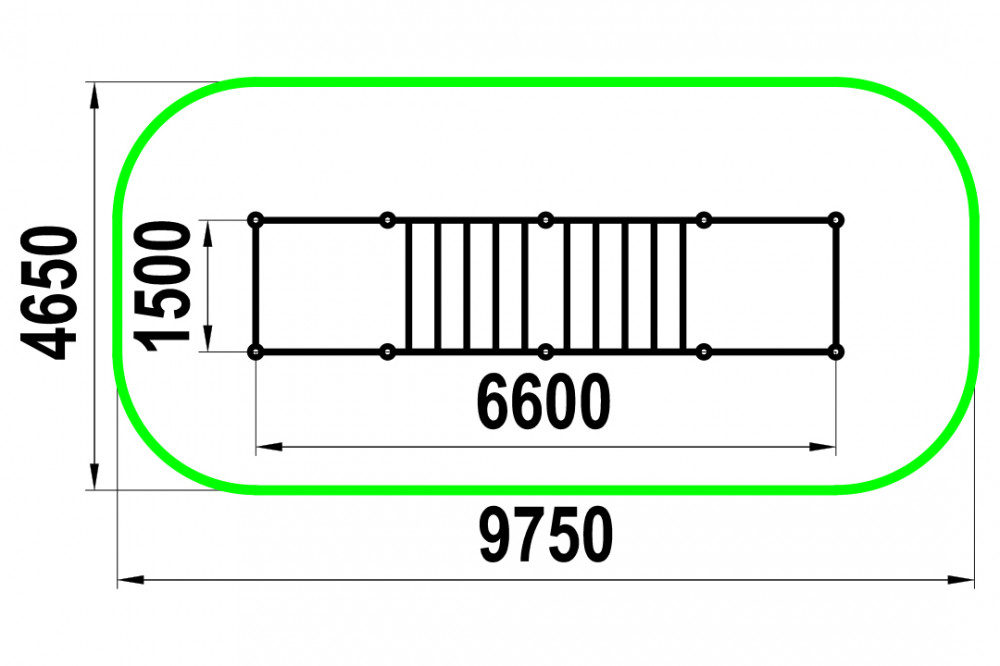 Рукоход классический двухуровневый из 6 турников W-01-002