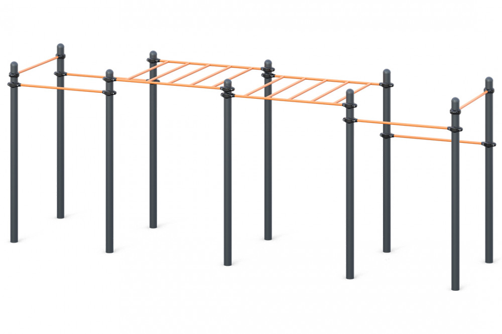 Рукоход классический двухуровневый из 6 турников W-01-002