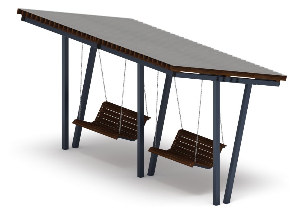 Пергола тент с качелями (наклоная) - МФ 78.03.02 /с поликарбонатом/