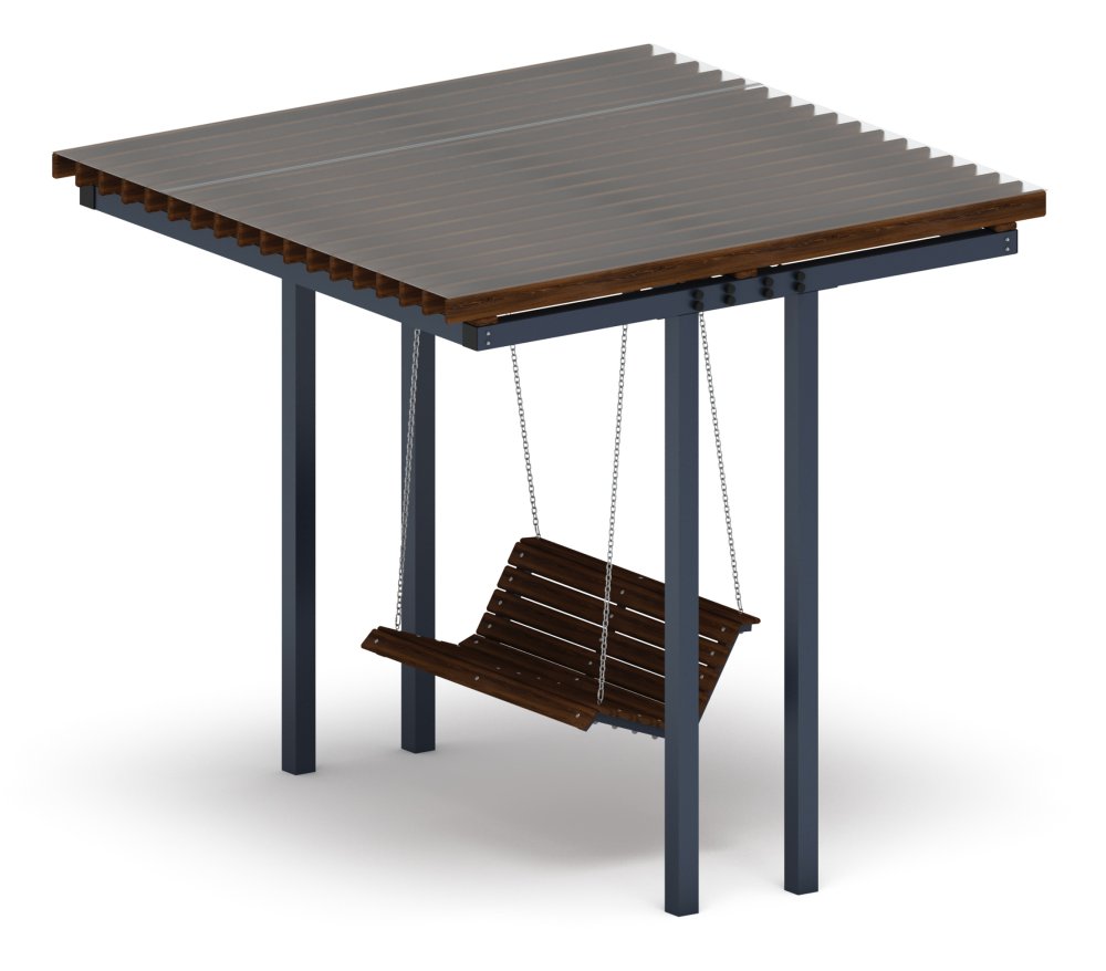 Пергола тент с качелями (прямая) - МФ 78.04.01 /с поликарбонатом/