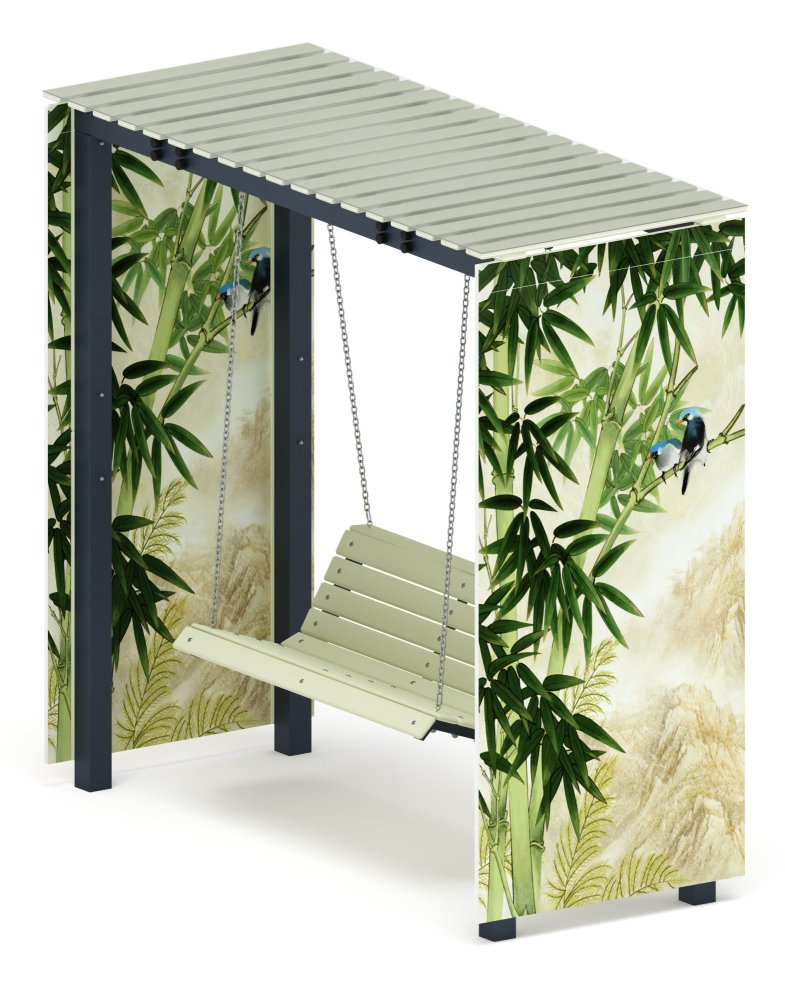 Пергола с качелями (Бамбук) - МФ 78.06.01-02 /с поликарбонатом/