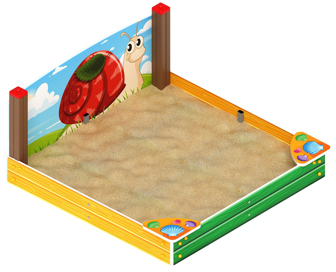 Песочница средняя с ограждением Улитка (Ракушки) - ИО 5.01.02-02