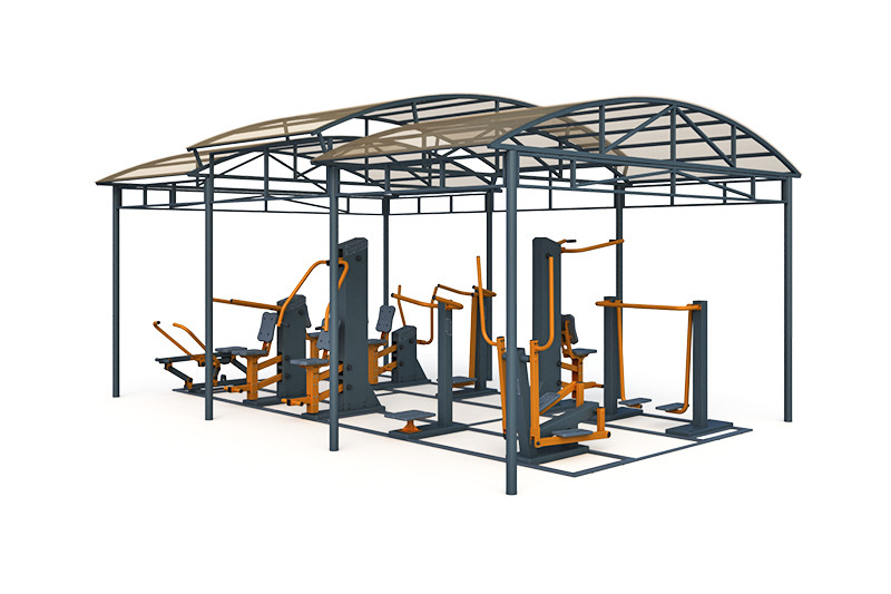 Тренажерная беседка из 10 тренажеров на раме (в составе тренажеры ТР-1.61-1.70; ТР- 2.08) ТРК-1.1