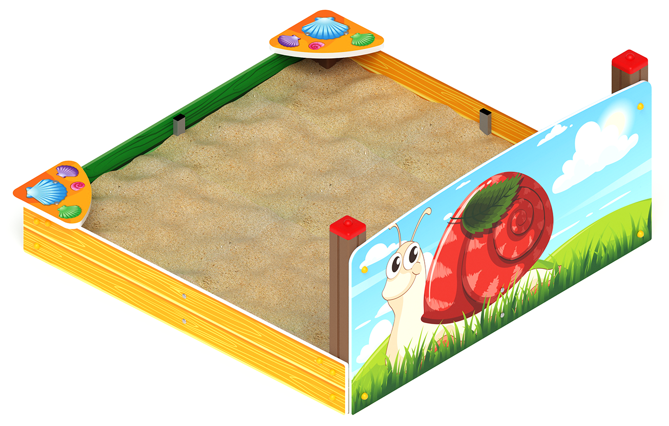 Песочница средняя с ограждением Улитка (Ракушки) - ИО 5.01.02-02