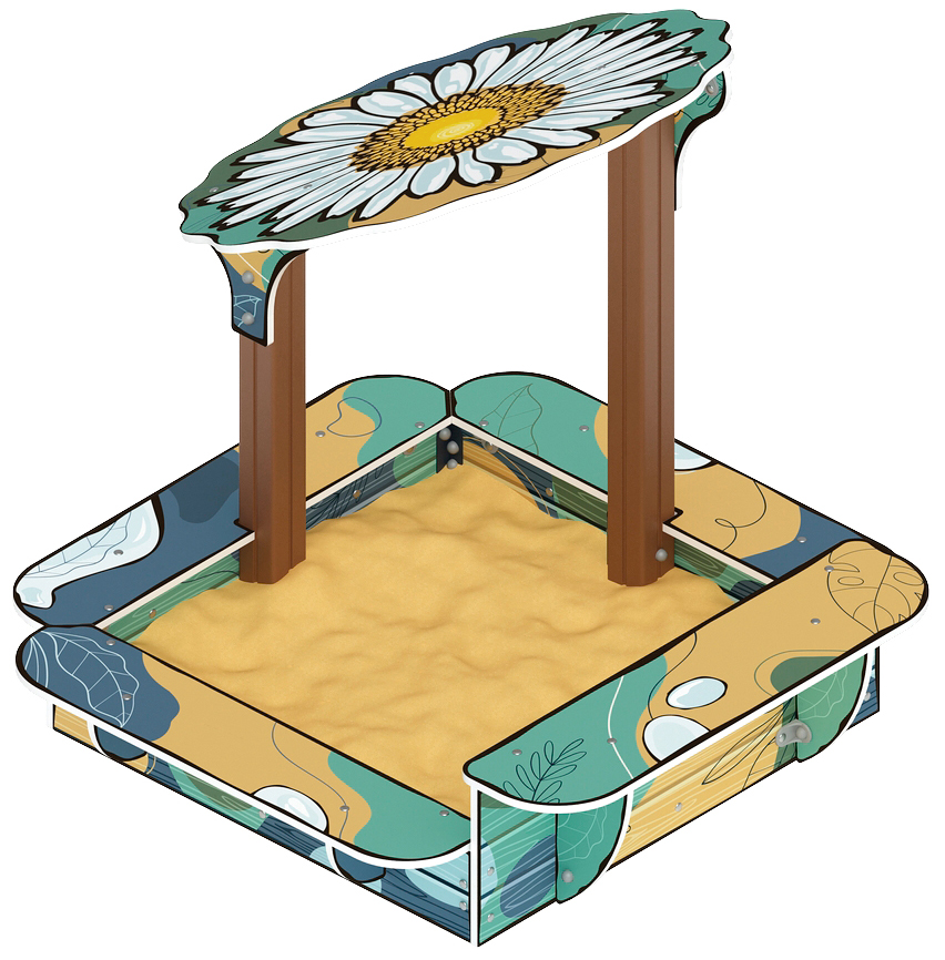 Песочница с навесом Ромашка (Пастель) - ИО 5.01.16-01