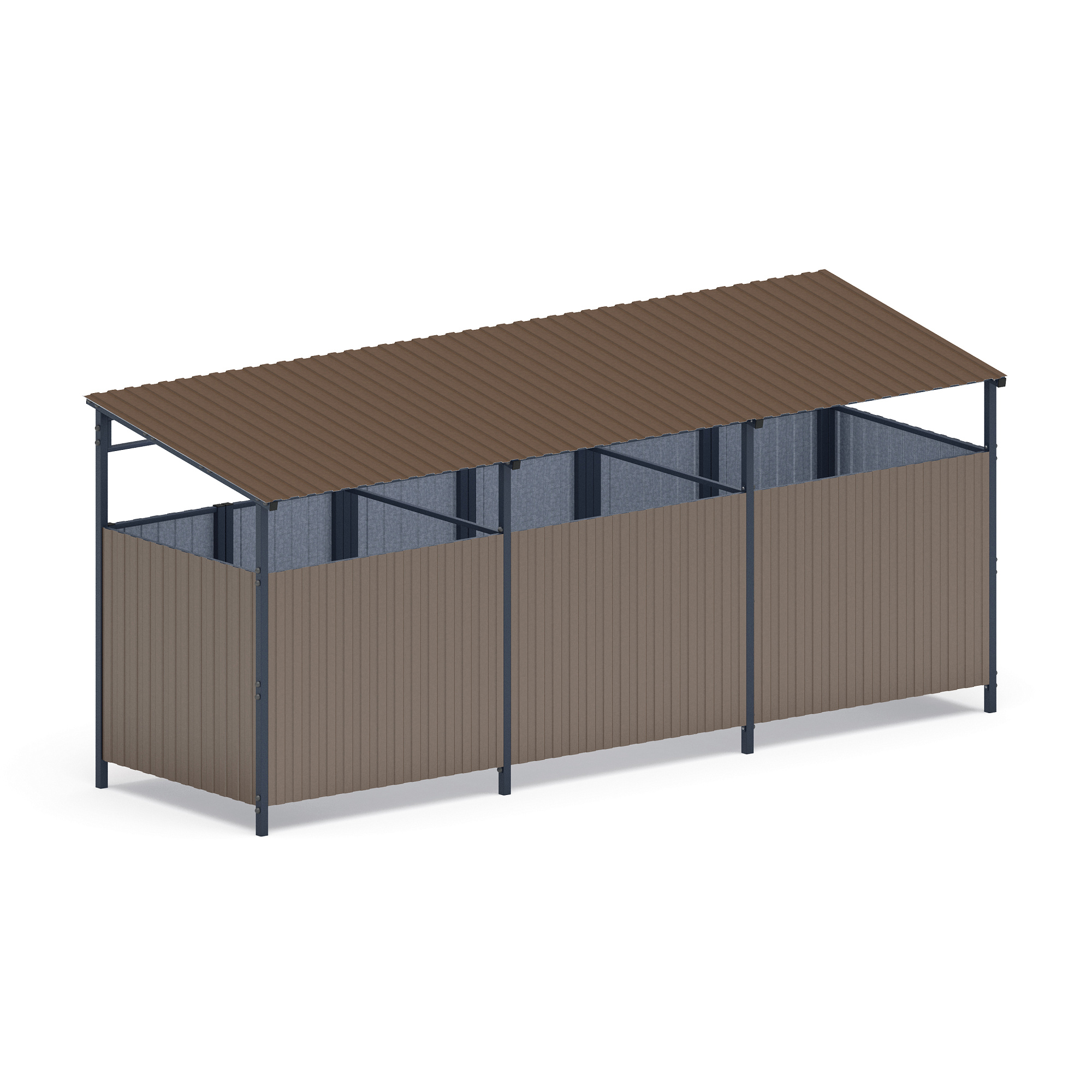 Навес контейнерной площадки для мусора (3 секции) МФ 55.02.02.3-02