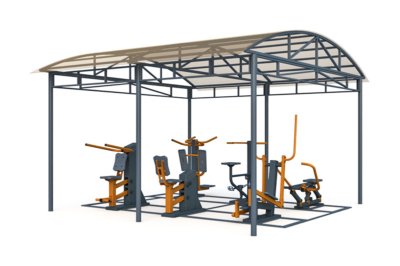 Тренажерная беседка из 6 тренажеров на раме (в составе тренажеры ТР-1.61, ТР-1.65, ТР-1.67, ТР-1.72, ТР-1.74, ТР-2.01) ТРК-1.7