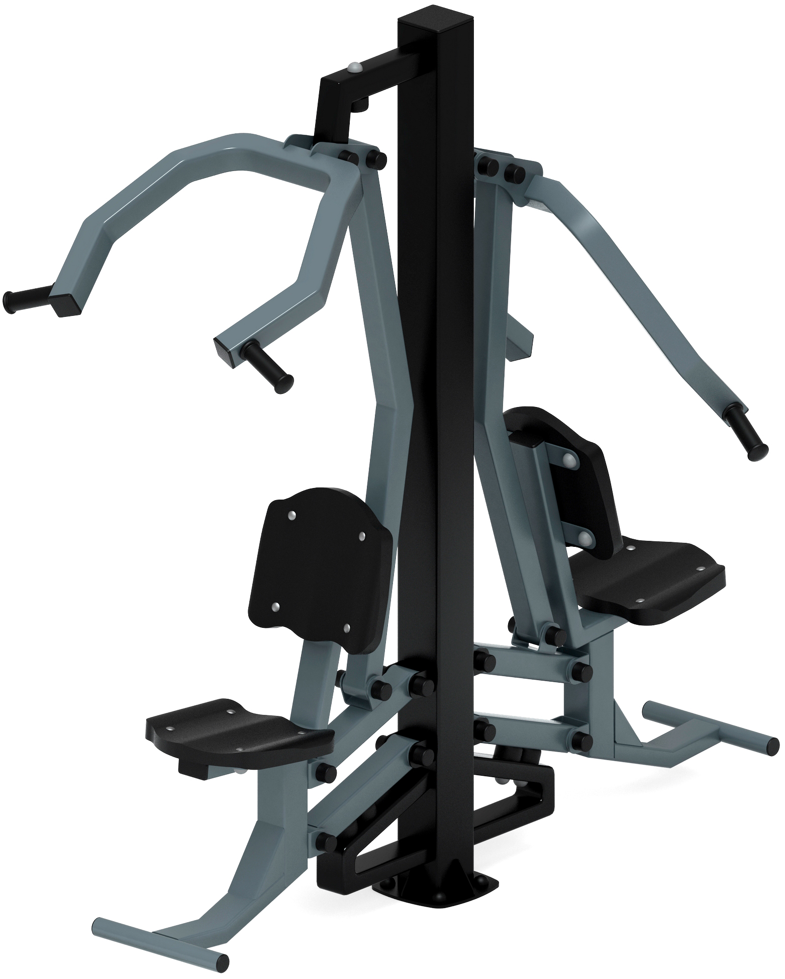 Тяга верхняя + жим от груди (серый) - Уличный тренажер двойной - СТ 027-13