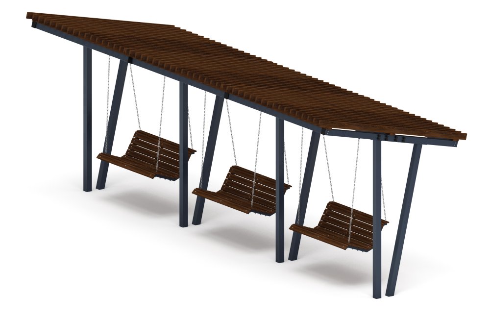 Пергола тент с качелями (наклоная) - МФ 78.03.03-01 /без поликарбоната/