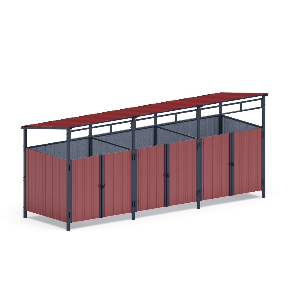 Навес контейнерной площадки для мусора (3 секции) МФ 55.02.02.3-04