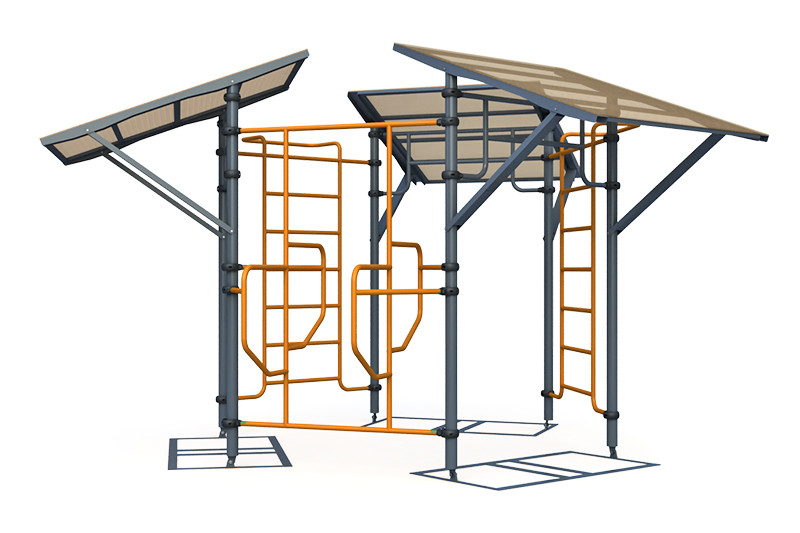 Тренажерная беседка на 3 тренажера (в составе ТР-1.67, ТР-1.62.1, ТР-1.64.1 с изменяемой нагрузкой) ТРК-1.12