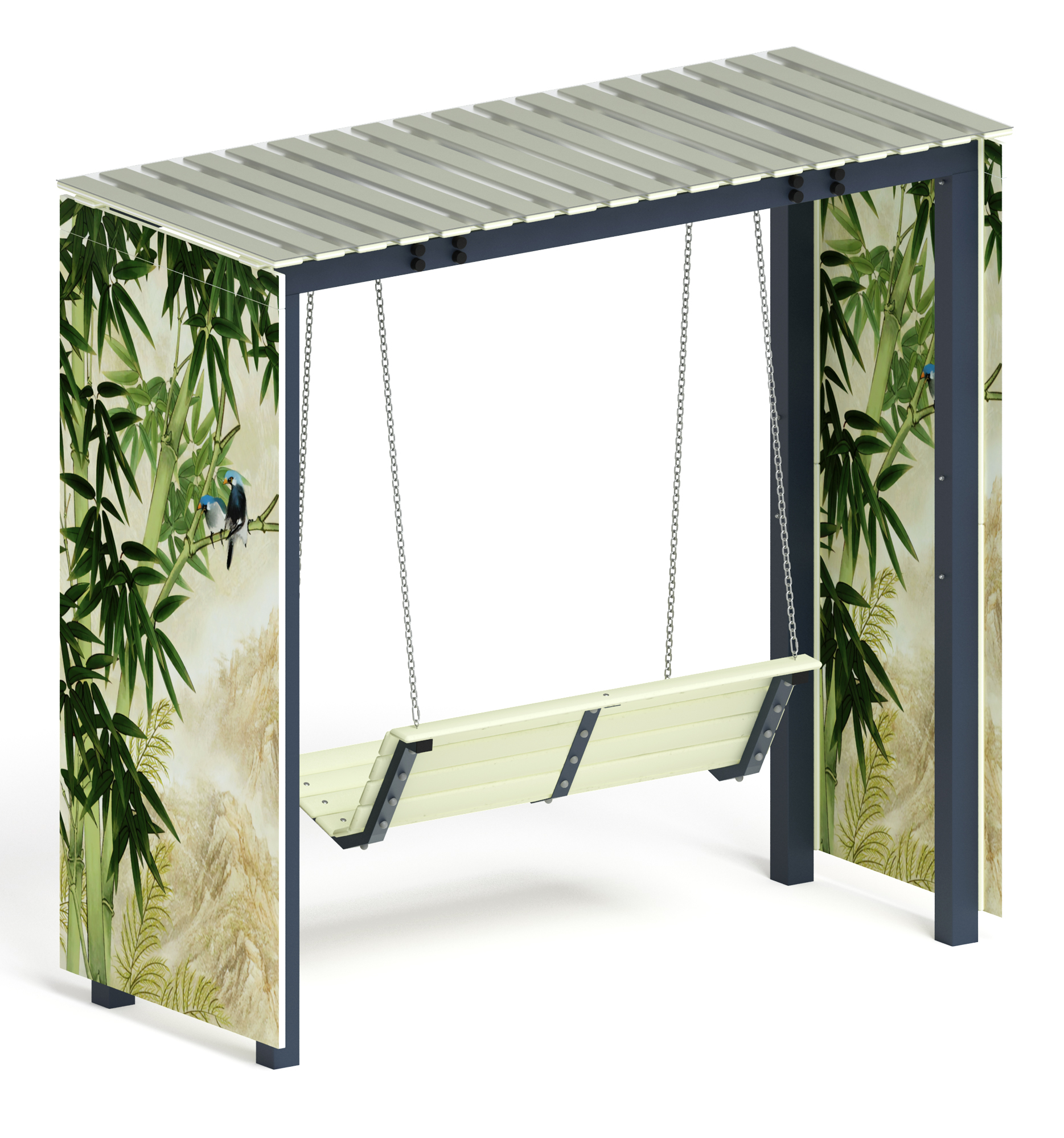 Пергола с качелями (Бамбук) - МФ 78.06.01-02 /с поликарбонатом/