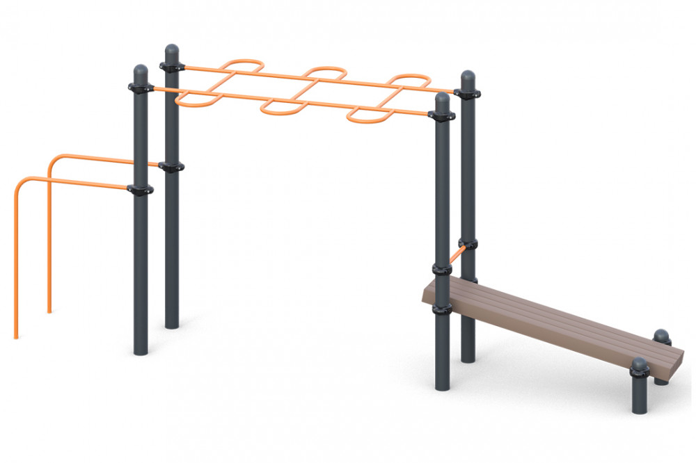 Рукоход с брусьями и лавкой для преса W-01-006