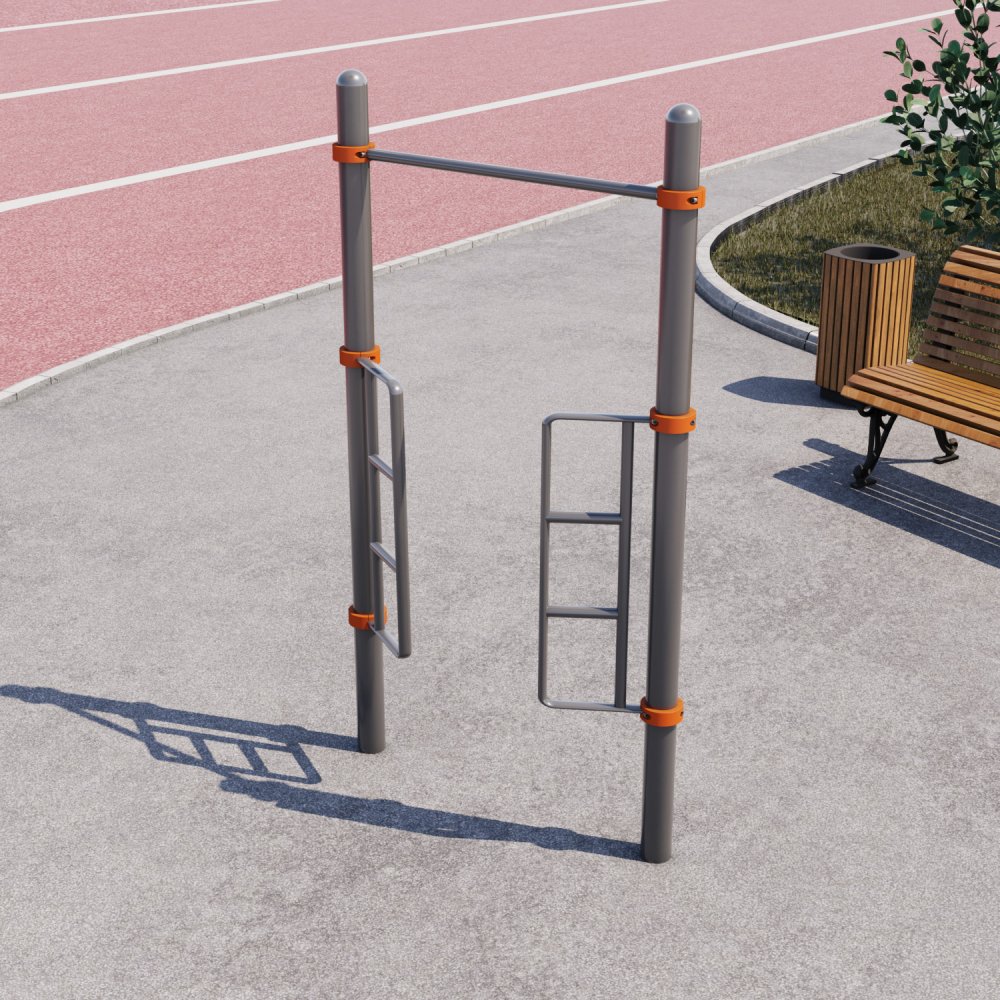 Турник с поручнями для подъема (на хомутах)  СВС-168