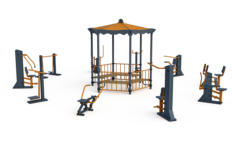 Тренажерная беседка и 10 тренажеров (в составе тренажеры ТР-1.61-1.70; ТР- 2.08) ТРК-1.4