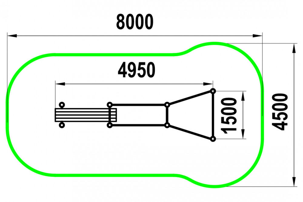 Два турника классического хвата, шведская стенка, брусья, лавка для упражнений на пресс наклонная W-02-014