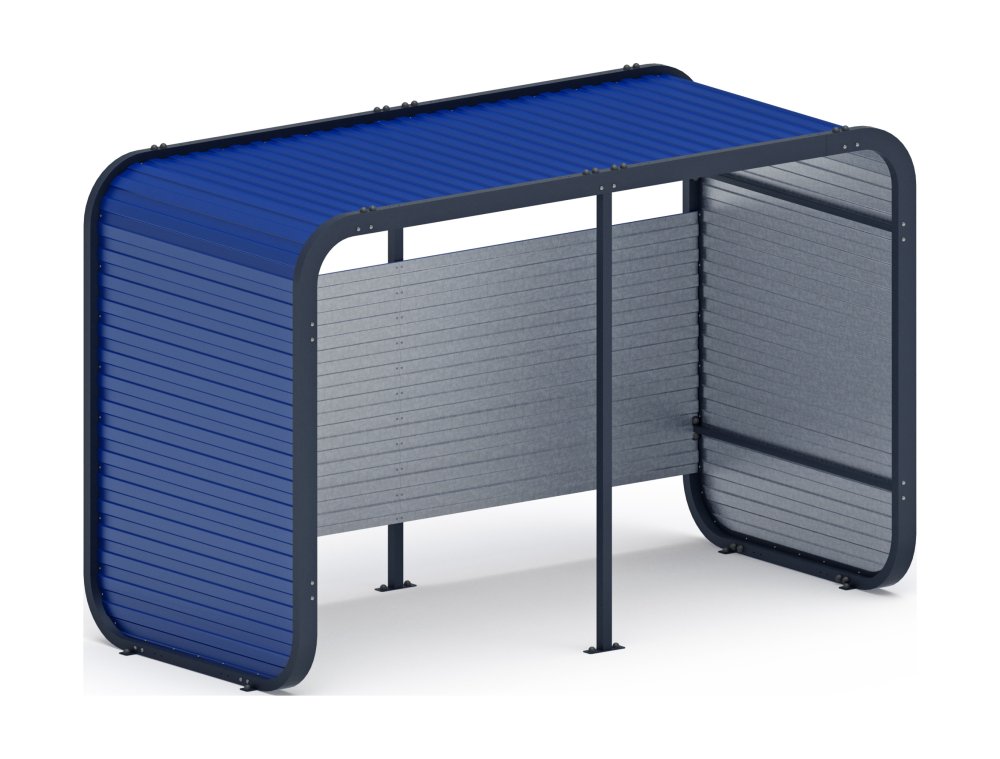 Навес контейнерной площадки для мусора (синий) (2 секции) (под анкера) МФ 55.01.02-03